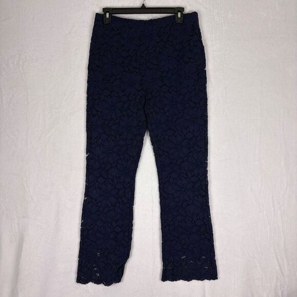 Free People Blue Eyelet Floral Pull On Bootcut Pants Size Medium - Picture 1 of 11